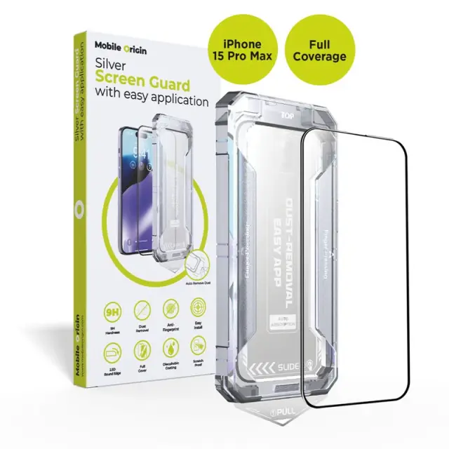 Mobile Origin Yellow Screen Guard iPhone 15 Pro Max with easy application