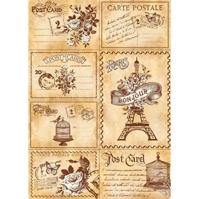 Φύλλo Polyester Felt - 50x70cm - Travel Paris Post Cards - 1mm - 1τεμ