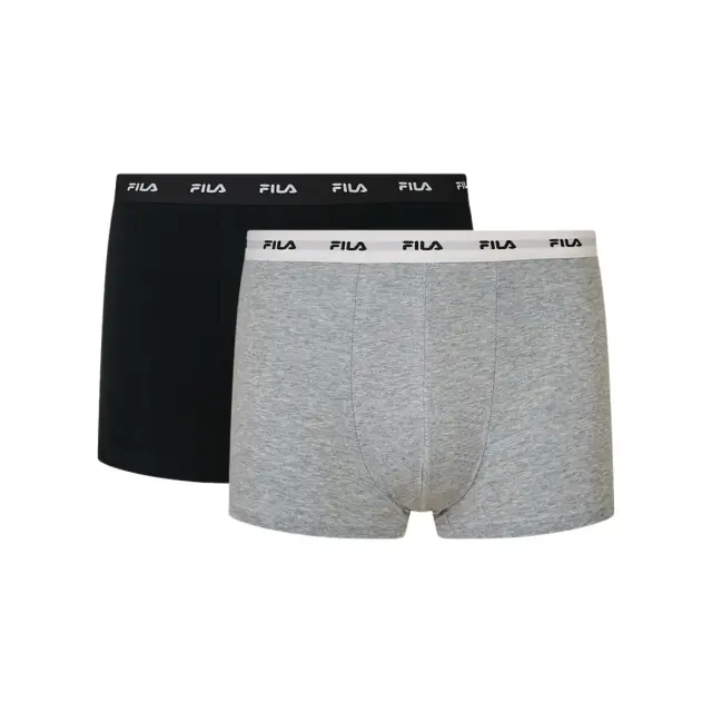 FILA Ανδρικό Boxer Elastic Band - Διπλό Πακέτο, Χρώμα Μαύρο-Γκρι