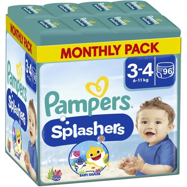 Pampers Splashers Βρακάκια Πισίνας Pants Monthly Pack No3-4 (6-11kg) 96 Τεμάχια (8×12 Τεμάχια)