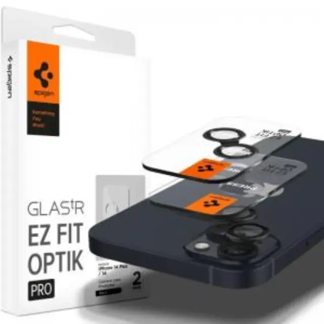 Tempered Glass Rings Spigen για Τζαμάκι Κάμερας Apple iPhone14/ 14 Plus/ 15/ 15 Plus 5G Optik.tR EZ-FIT Μαύρο (2 τεμ.) N61506 2