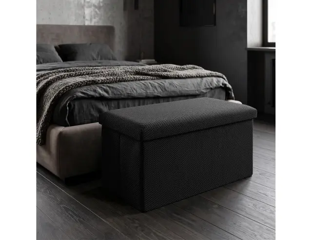 Ταμπουρέ Atom Home Deco Factory με αποθηκευτικό χώρο και διαστάσεις 76x38x38cm - Black HD0469