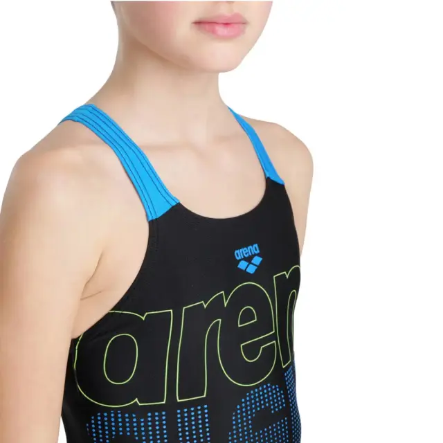Arena Girl's V Back Graphic Swimsuit Μαύρο - Μπλε 005538-590 (Arena) - 6 Years 3