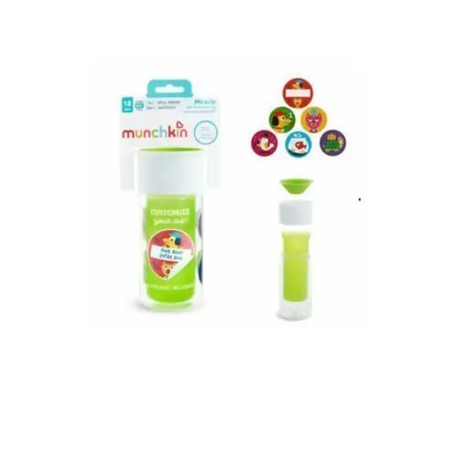 Munchkin Miracle 360° Insulated Sticker Sippy Cup Κύπελλο (18m+) 266ml - Πράσινο 2
