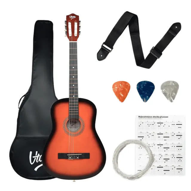 V-TONE CG ONE SB classical guitar 4/4 sunburst to learn for beginners picks strap spare strings cover chords set