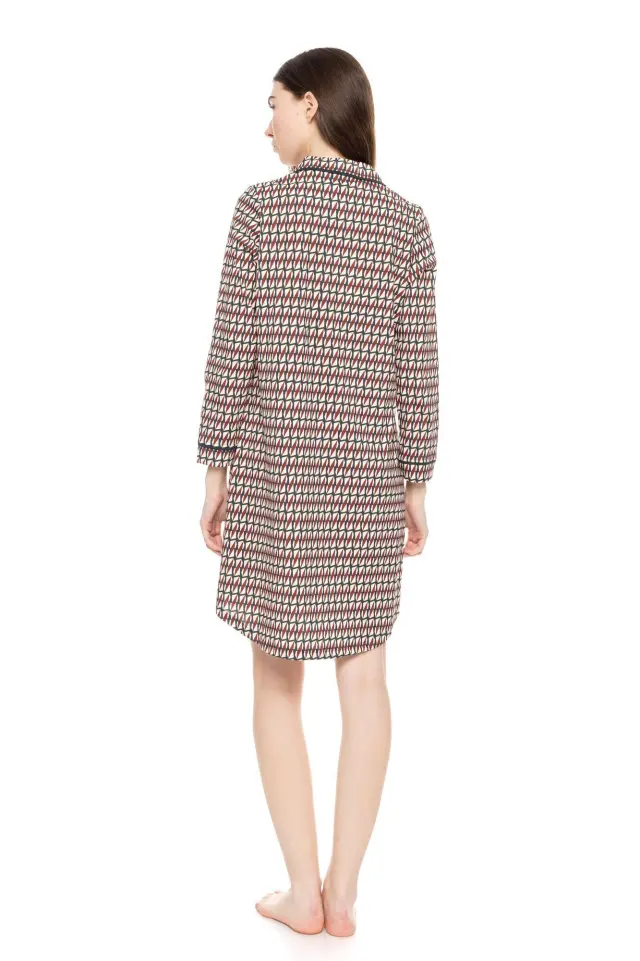W1560 - Type - NIGHTGOWN BUTTONED FOREST GREEN GEO 3