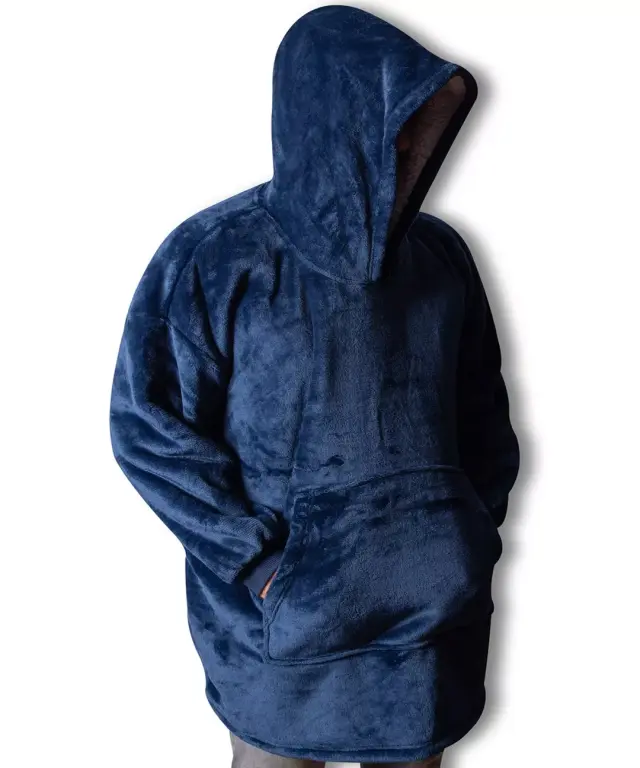 Κουβέρτα με sherpa και κουκούλα Hoody Blue - Blue