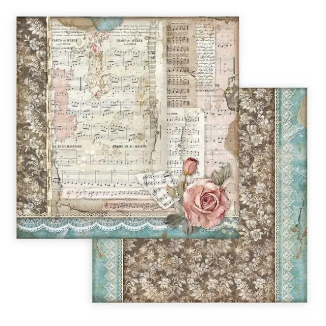 Χαρτί Scrapbooking Stamperia Διπλής Όψης - Passion Roses & Music - 31x30cm