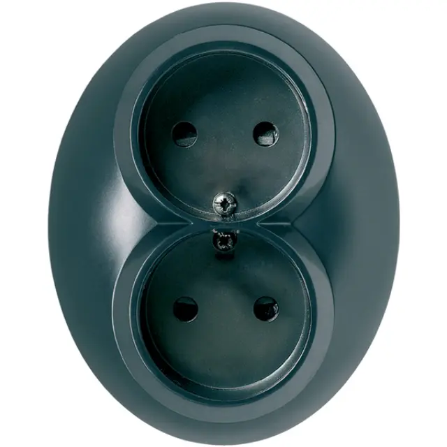 Renova - double socket outlet - 2P - 16 A - 250 V AC - black