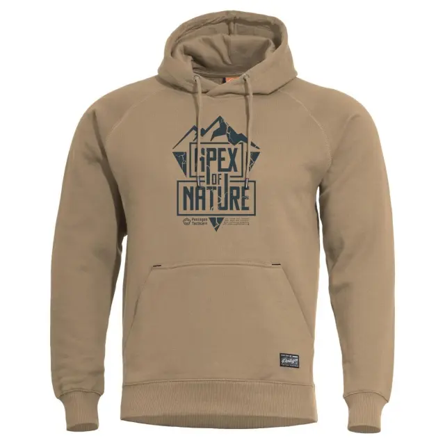 Pentagon “APEX OF NATURE” Hood Sweater-Μπλούζα Φούτερ για Καθημερινή Χρήση - 82-Tan Brown-Καφέ ανοιχτό