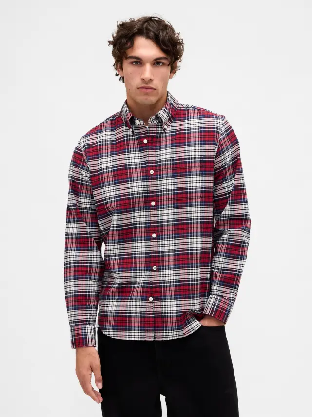 Ανδρικό Πουκάμισο Oxford red blue plaid