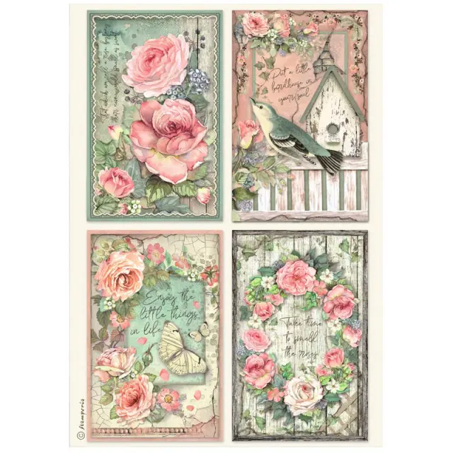 Ριζόχαρτο ντεκουπάζ Stamperia 21x29cm A4, House of Roses, 4 Cards