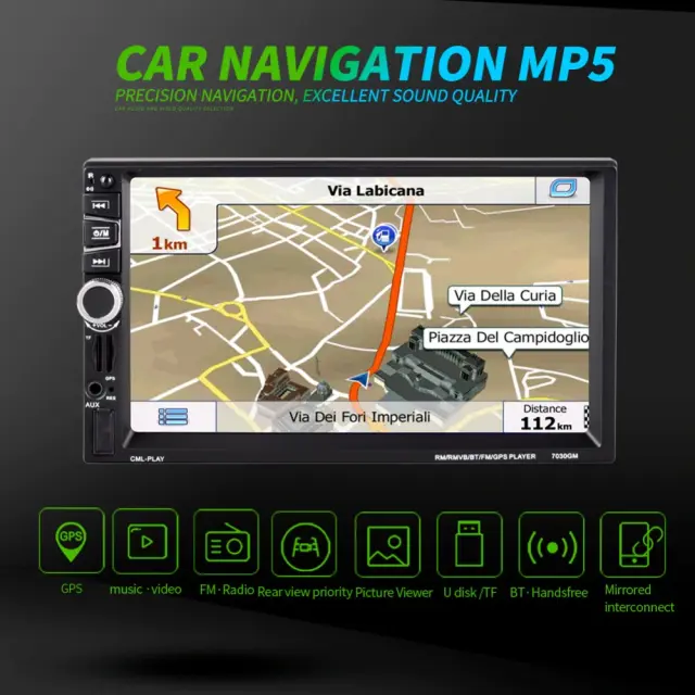 Ηχοσύστημα αυτοκινήτου 2DIN 7030GM με οθόνη 7" GPS MP5 player OEM 3