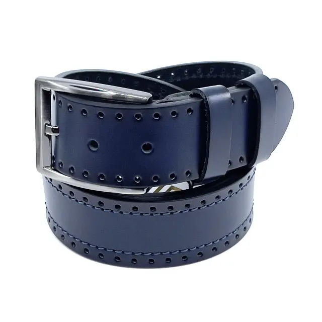 Μπλε Δερμάτινη Ζώνη Full Grain 4 cm - 135cm 2