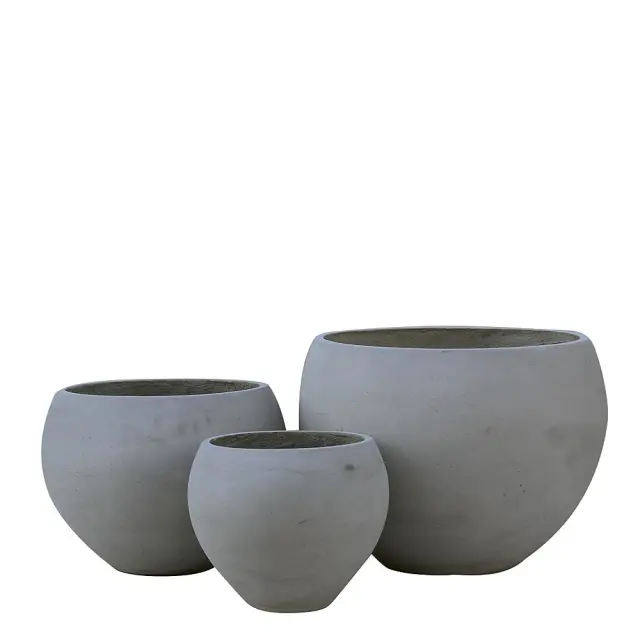 Γλάστρα Γκρι Τσιμέντο Φ32x26cm/Φ43x32cm/Φ55x40cm Σετ 3Τμχ
