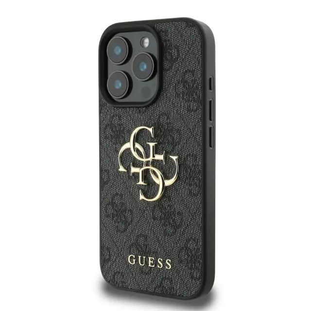 Guess PU 4G Metal Logo Case for iPhone 16 Pro Grey 2