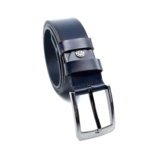 Μπλε Δερμάτινη Ζώνη Full Grain 4 cm - 155 cm 2