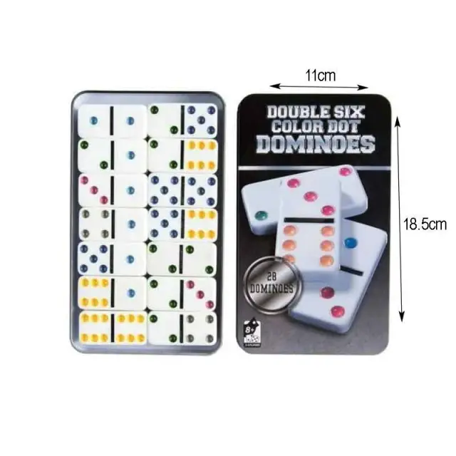 Έγχρωμο Ντόμινο σε Μεταλλικό κουτί 28 τεμ. – Double six color dot dominoes 68142 3