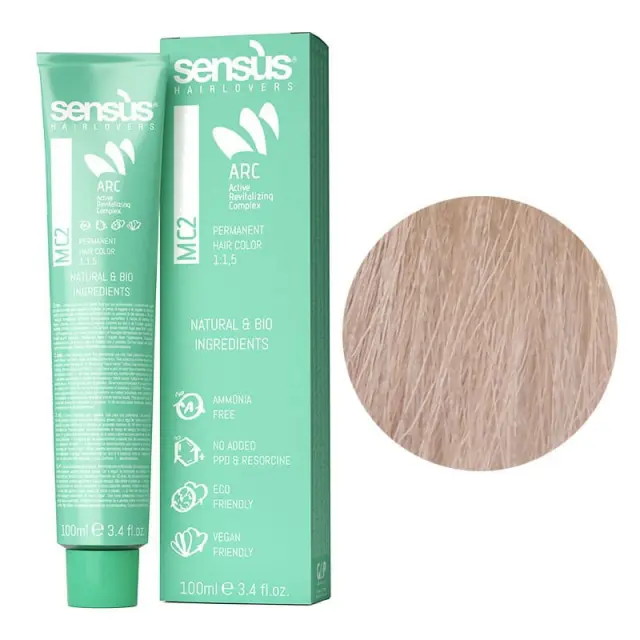 Sensus MC2 Permanent Hair Color 102ss Beige 100ml - (μόνιμη βαφή χωρίς αμμωνία ξανθιστικό μπεζ)