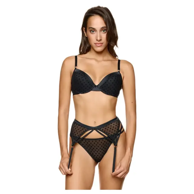 Miss Rosy Γυναικείο String με Διαφάνεια & Πουά, Χρώμα Μαύρο - XL