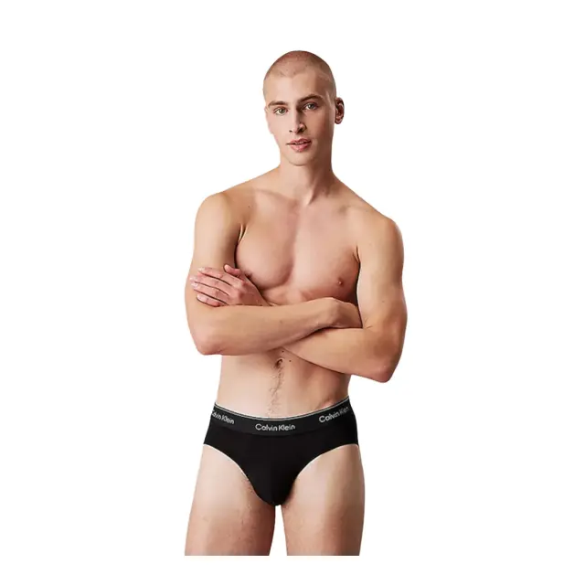 Calvin Klein Ανδρικό Slip Hip Brief Icon Cotton Stretch - Τριπλό Πακέτο, Χρώμα Black W-Dtm Wb - S 2