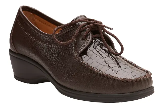 Toscana Δετά-Oxfords Γυναικείο δέρμα/δέρμα λουστρίνι Καφέ TOS/2366 T.MORO 2