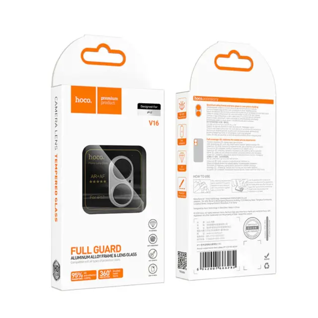 Προστασία Κάμερας Hoco Full Guard V16 Alluminum Alloy για Apple iPhone 17 Ασημί 2