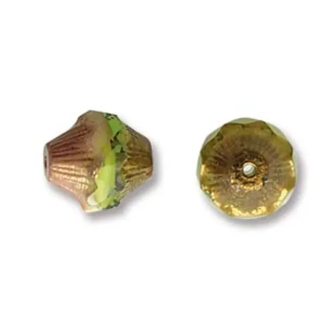 Χάντρα Fire Polished Round Turbine 2 Tones Olive Beige Bronze Ø10x11mm ~15τεμ