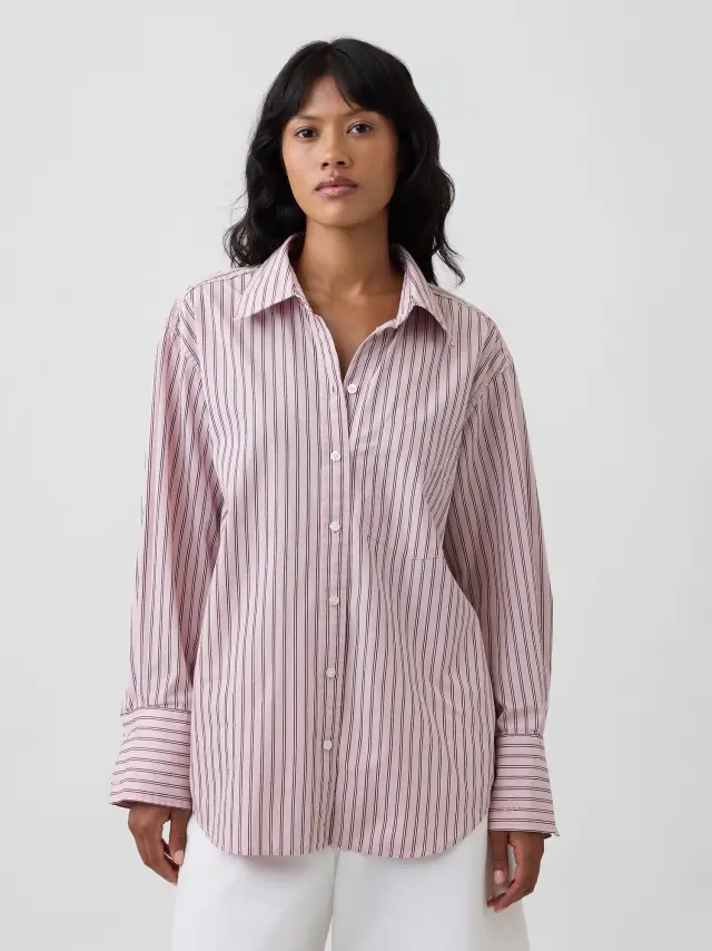 Γυναικείο Πουκάμισο Big Shirt από Ποπλίνα pink stripe
