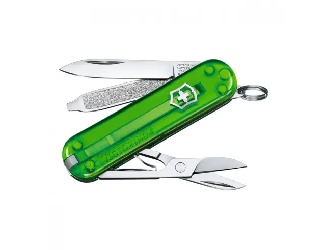 Ελβετικός Σουγιάς Victorinox Classic SD Transparent με 7 λειτουργίες και μήκος 5.8cm - Green Tea0.6223.T41G