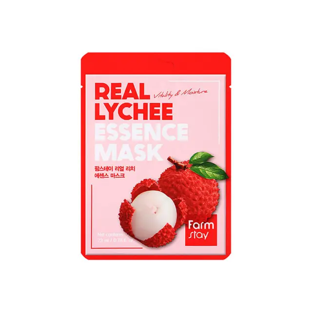 Farmstay Real Lychee Essence Mask Ενυδατική Υφασμάτινη Μάσκα Προσώπου Για Θαμπή & Κουρασμένη Επιδερμίδα 1 Τμχ