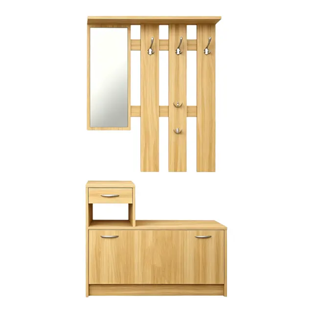 Έπιπλο εισόδου Jentia pakoworld με καθρέπτη sonoma MDF 113x100x89εκ 2