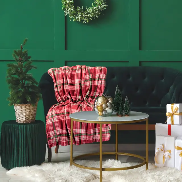 Κουβέρτα Καναπέ 130x170 330gsm Fleece Das Home 1361 Red-Green 100% Πολυέστερ