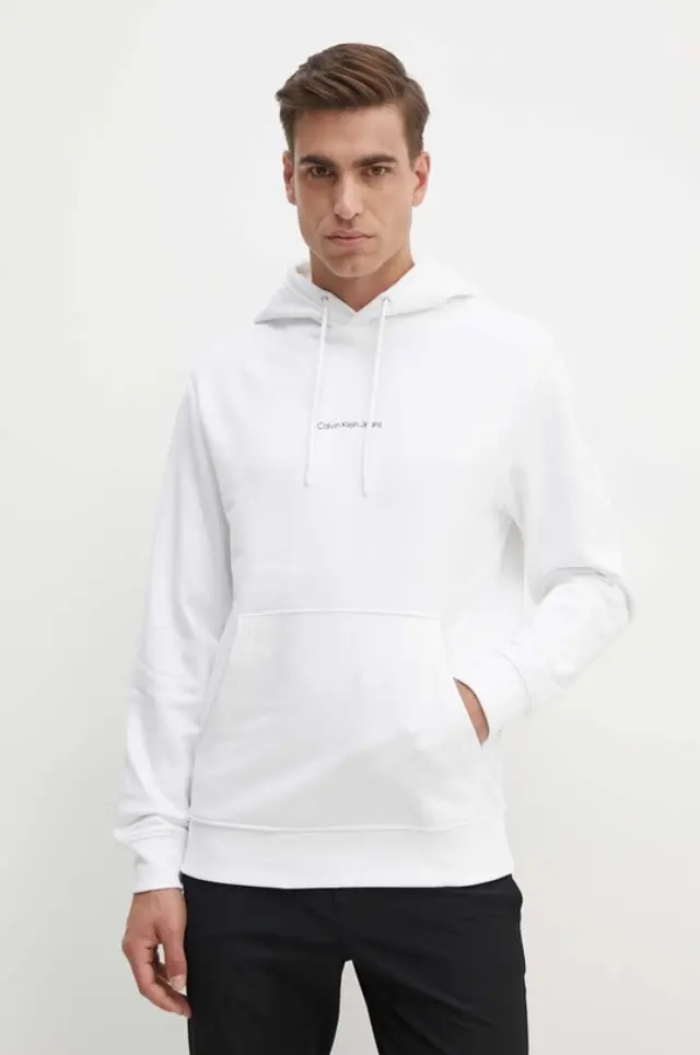 Calvin Klein - Ανδρικό Φούτερ Grid Monogram Regular Fit J30J325639-YAF Λευκό - XL