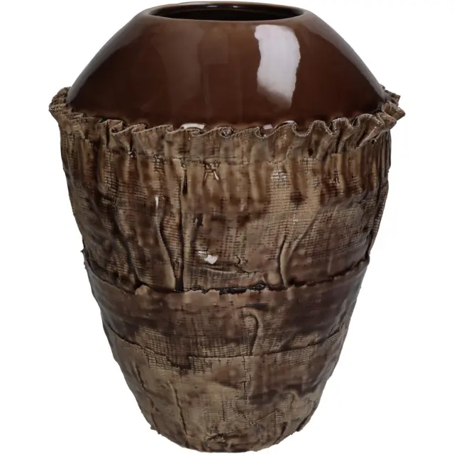 Βάζο Κορμός Ξύλου Καφέ Κεραμικό 22.5x22.5x28cm