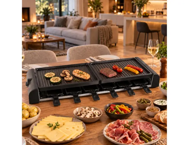 Γκριλιέρα Raclette Livoo (DOC185) για 12 άτομα, με ισχύ 1800W, ρυθμιζόμενο θερμοστάτη και επιφάνεια ψησίματος 75x24cm DOC185