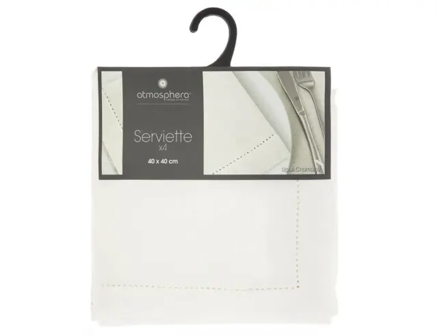 Σετ Πετσέτες φαγητού Chambray Atmosphera με διαστάσεις 40x40cm - White - 4 τεμάχια 146341Z 2