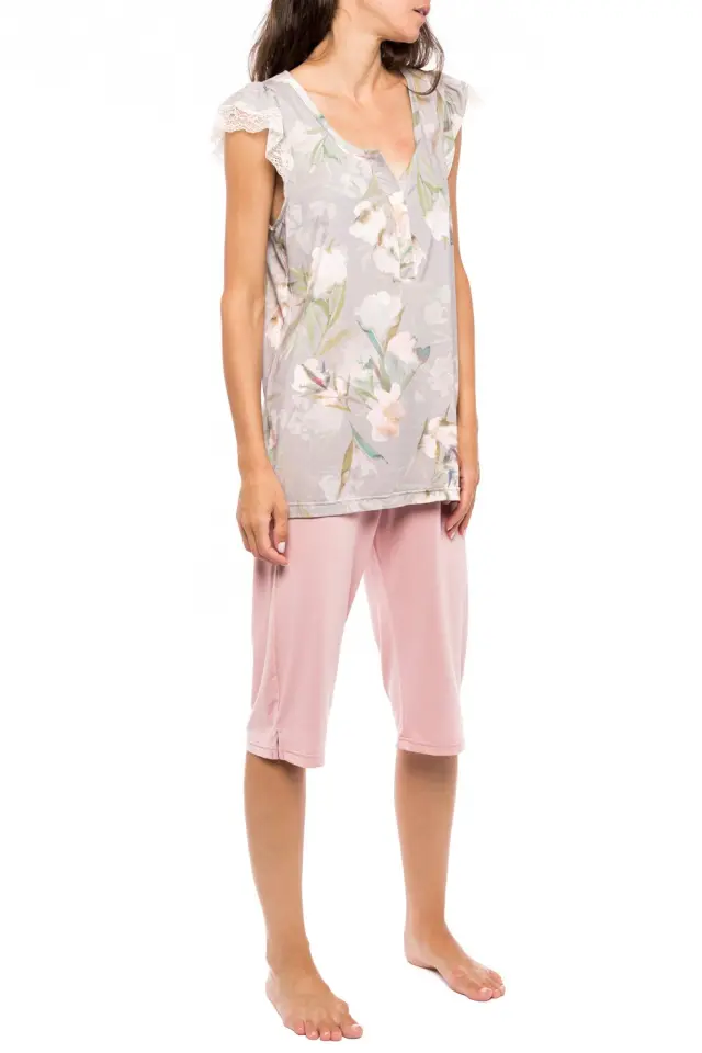 S1139 - Type - PYJAMA CAPRI GREY BLOSSOM - S