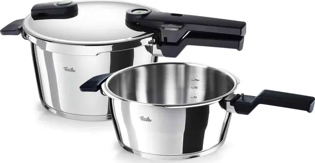 Fissler Σετ Χύτρας Ταχύτητας & Τηγανιού Ανοξείδωτο Vitaquick Elemental 4.5L & 2.5L Sage Green