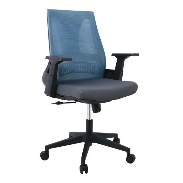 Πολυθρόνα Γραφείου BF8760 Γκρι/Μπλε Ύφασμα/Mesh 65x62x97/107cm