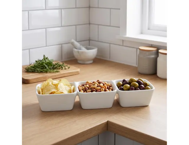 Μπωλ Σερβιρίσματος σνακ FOOD FOR FUN 24303570 πορσελάνινο, λευκό, τριπλό, 32x10x5cm 24303570