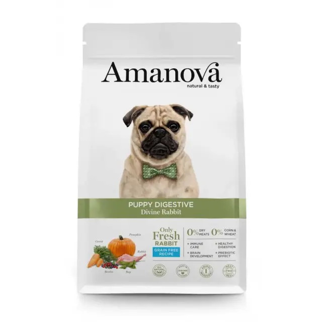 Amanova Grain Free Puppy Digestive Divine Rabbit 7Kg Μονόχρωμο