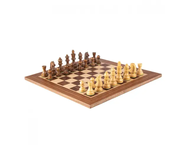 Σετ Χειροποίητο Σκάκι Wooden Chess Manopoulos από Ξύλο, με πιόνια Staunton, θήκη αποθήκευσης και διαστάσεις 50x50cm - Walnut SW43B50K 3