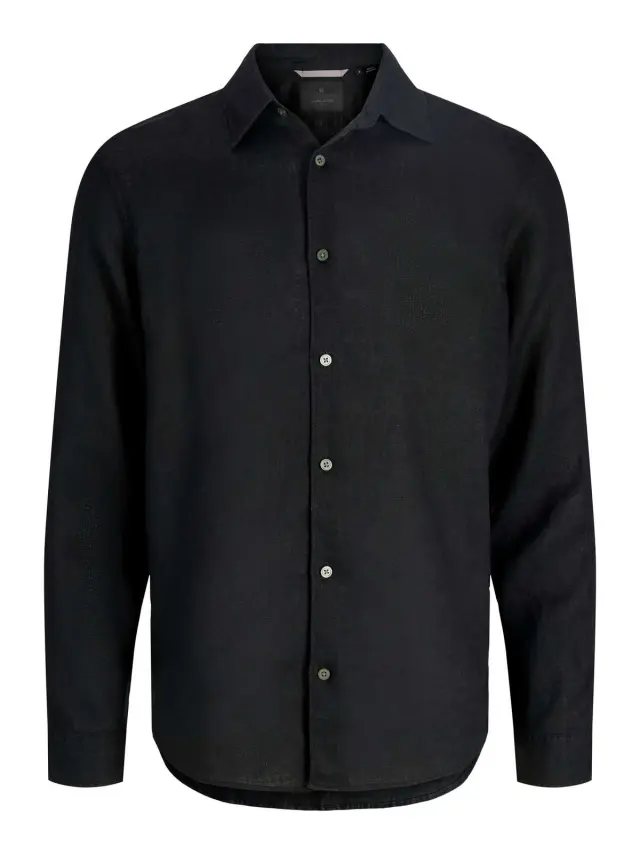 JPRBLALAWRENCE LINEN LS SHIRT SN Black