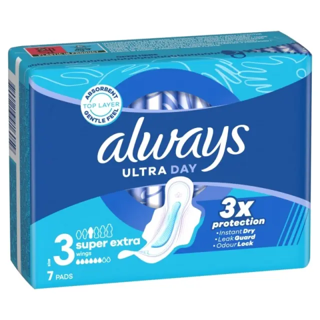 Always Ultra Σερβιέτες Super Extra (Μέγεθος 3) 7 Σερβιέτες