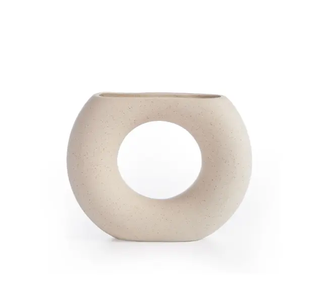 Nef-Nef Homeware Βαζάκι Κεραμικό Διακοσμητικό Jagi 17,5x5x13,5 Ecru