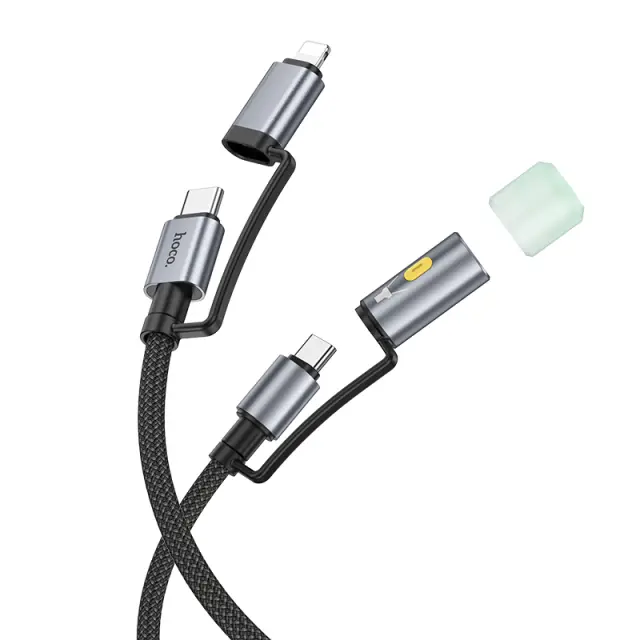 Καλώδιο σύνδεσης Hoco U138 USB-C/iP σε USB-C/Φακό 3A PD60W Braided Μαύρο 1.2m 3