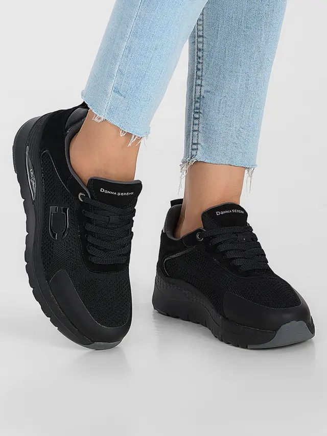 Donna Serena Sneakers Γυναικείο Δέρμα Nubuck/Άλλα Υλικά Μαύρο DSE/145671 BLACK 2