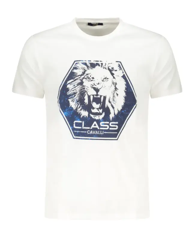 Cavalli Class - Ανδρική Μπλούζα T-Shirt Κοντομάνικη Short Sleeve TXT60PJD060-00533 Λευκό 2