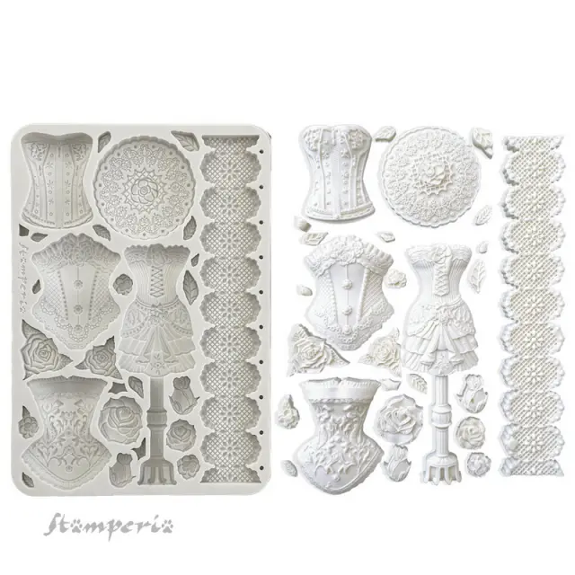 Καλούπι σιλικόνης A5, 15×21cm, Stamperia, Old Lace, Mannequins and Corsets
